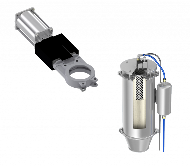 Automatischer Befüllschieber mit doppelt-wirkendem Pneumatikantrieb – ideal zur Absperrung von Schüttgutströmen
